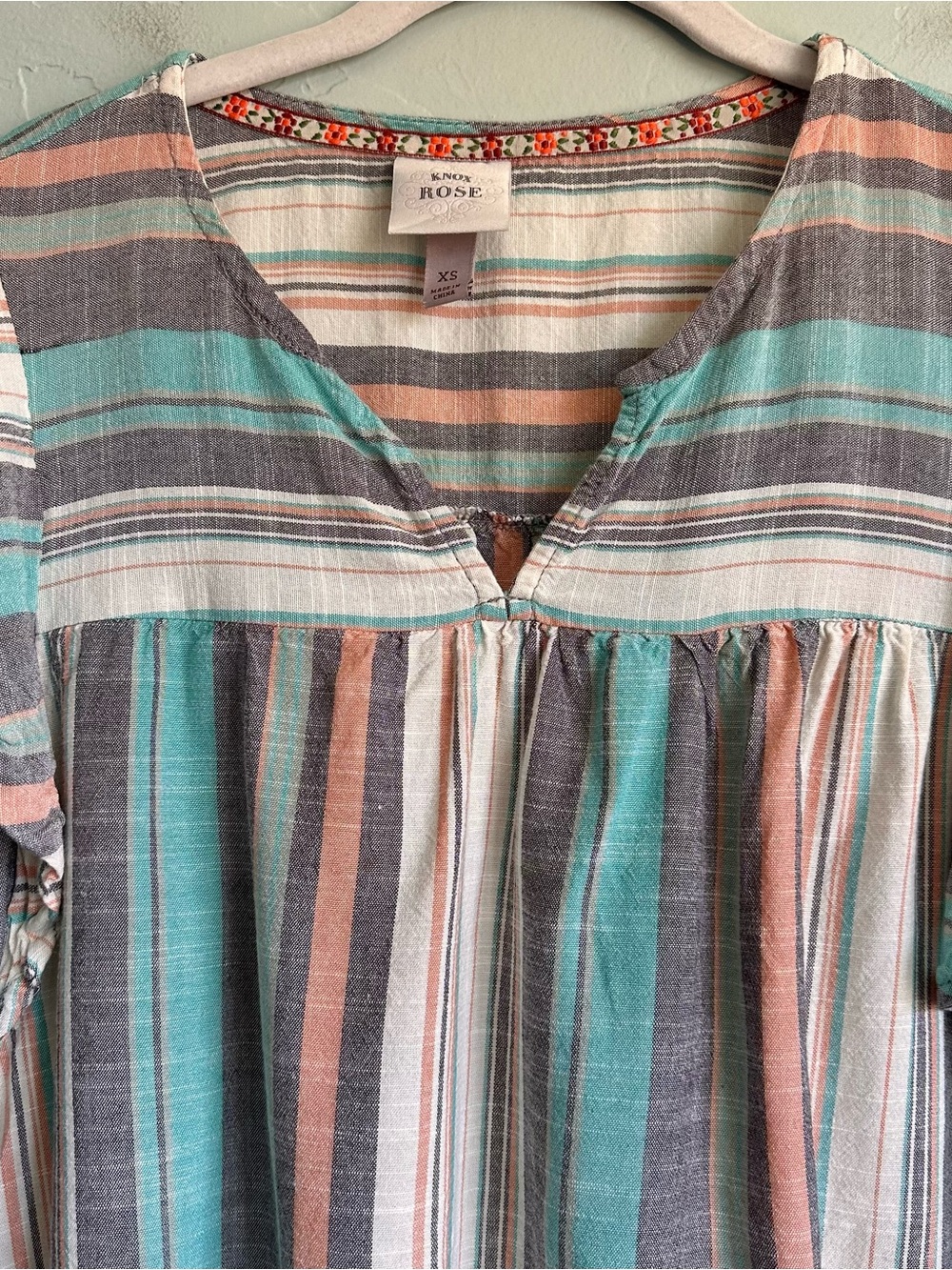 Knox Rose Striped Flutter Sleeve Top Women’s XS Summer Beach Boho Vacation - Picture 3 of 6